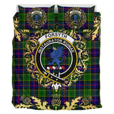 Forsyth Modern Tartan Crest Bedding Set - Golden Thistle Style